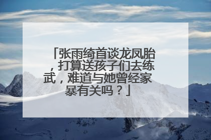 张雨绮首谈龙凤胎,打算送孩子们去练武,难道与她曾经家暴有关吗?