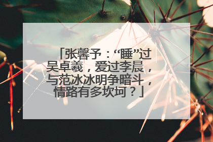 张馨予:“睡”过吴卓羲,爱过李晨,与范冰冰明争暗斗,情路有多坎坷?