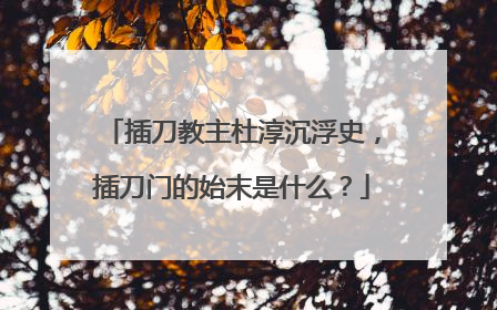 插刀教主杜淳沉浮史，插刀门的始末是什么？