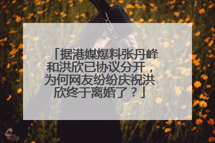 据港媒爆料张丹峰和洪欣已协议分开，为何网友纷纷庆祝洪欣终于离婚了？