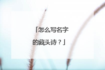 怎么写名字的藏头诗？