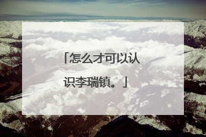 怎么才可以认识李瑞镇。