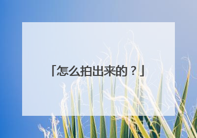 怎么拍出来的？