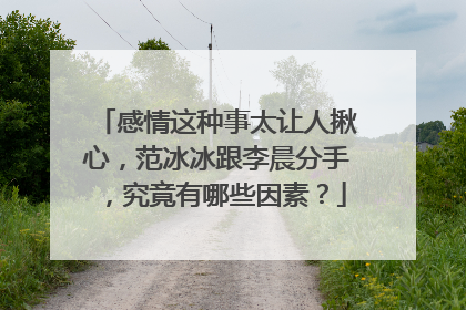 感情这种事太让人揪心,范冰冰跟李晨分手,究竟有哪些因素?
