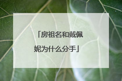 房祖名和戴佩妮为什么分手