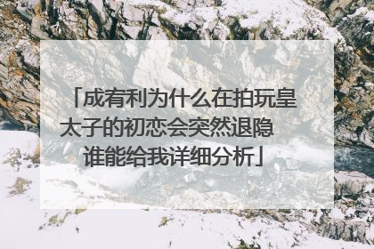 成宥利为什么在拍玩皇太子的初恋会突然退隐 谁能给我详细分析