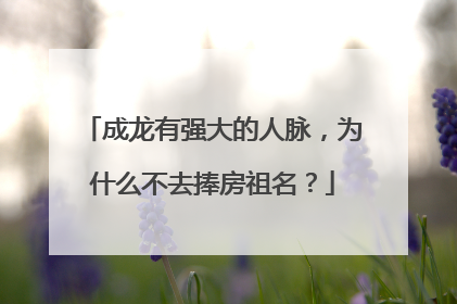 成龙有强大的人脉，为什么不去捧房祖名？