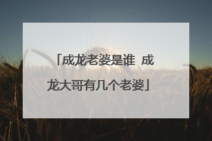 成龙老婆是谁 成龙大哥有几个老婆