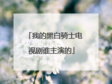 我的黑白骑士电视剧谁主演的