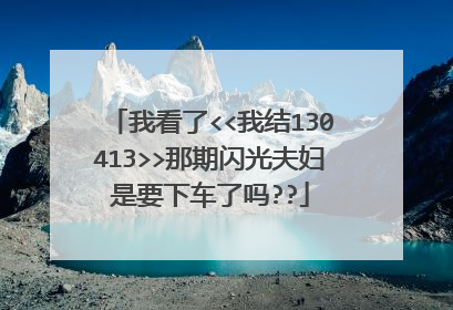 我看了<<我结130413>>那期闪光夫妇是要下车了吗??