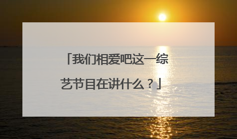 我们相爱吧这一综艺节目在讲什么？