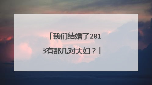 我们结婚了2013有那几对夫妇？