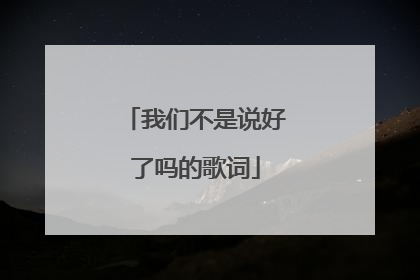 我们不是说好了吗的歌词