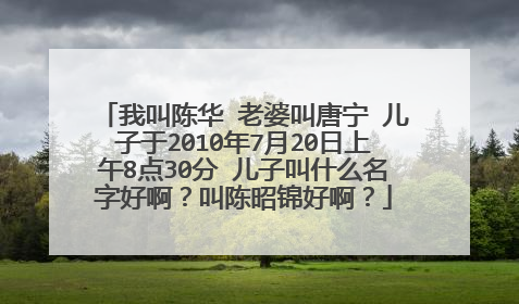 我叫陈华 老婆叫唐宁 儿子于2010年7月20日上午8点30分 儿子叫什么名字好啊?叫陈昭锦好啊?