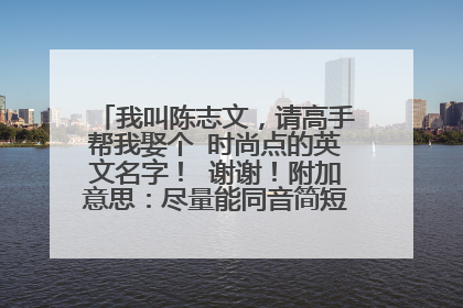 我叫陈志文,请高手帮我娶个 时尚点的英文名字! 谢谢!附加意思:尽量能同音简短! 不要大众了。