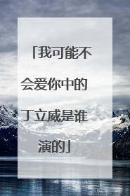 我可能不会爱你中的丁立威是谁演的