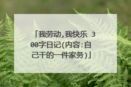 我劳动,我快乐 300字日记(内容:自己干的一件家务)