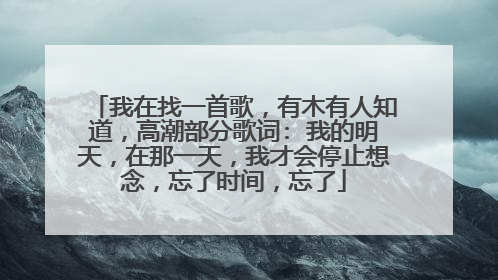 我在找一首歌,有木有人知道,高潮部分歌词: 我的明天,在那一天,我才会停止想念,忘了时间,忘了