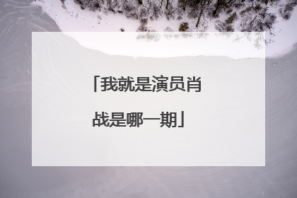 我就是演员肖战是哪一期