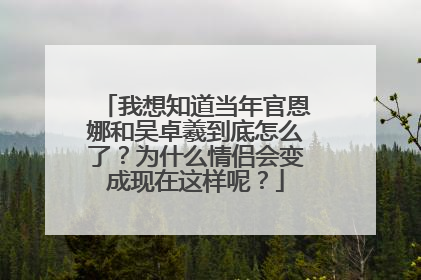 我想知道当年官恩娜和吴卓羲到底怎么了?为什么情侣会变成现在这样呢?