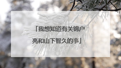 我想知道有关锦户亮和山下智久的事