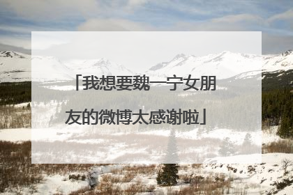 我想要魏一宁女朋友的微博太感谢啦