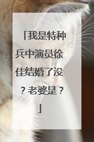 我是特种兵中演员徐佳结婚了没?老婆是?