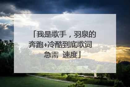 我是歌手，羽泉的奔跑+冷酷到底歌词 急需 速度