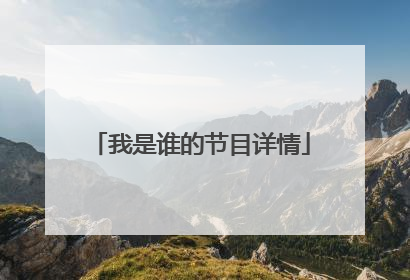 我是谁的节目详情