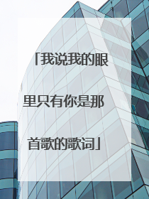 我说我的眼里只有你是那首歌的歌词
