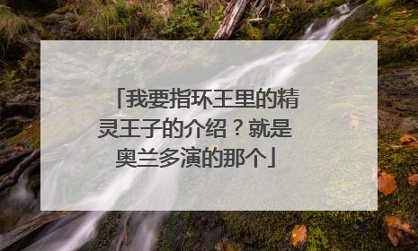 我要指环王里的精灵王子的介绍?就是奥兰多演的那个