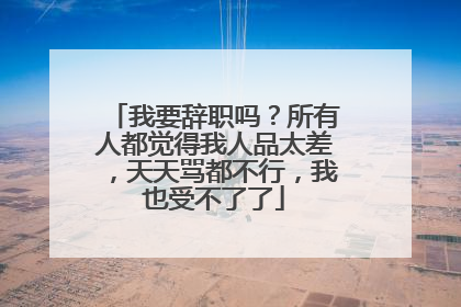 我要辞职吗?所有人都觉得我人品太差,天天骂都不行,我也受不了了
