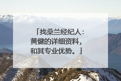 找桑兰经纪人:黄健的详细资料,和其专业优势。