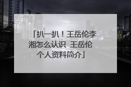 扒一扒！王岳伦李湘怎么认识 王岳伦个人资料简介