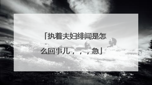 执着夫妇绯闻是怎么回事儿，，，急