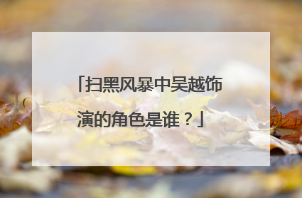 扫黑风暴中吴越饰演的角色是谁？