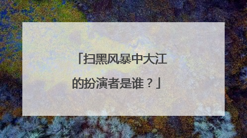 扫黑风暴中大江的扮演者是谁?