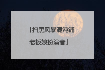 扫黑风暴混沌铺老板娘扮演者
