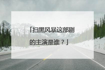 扫黑风暴这部剧的主演是谁?