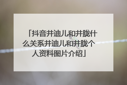 抖音井迪儿和井胧什么关系井迪儿和井胧个人资料图片介绍