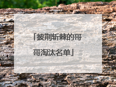 披荆斩棘的哥哥淘汰名单