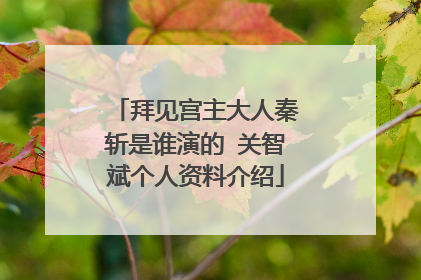 拜见宫主大人秦斩是谁演的 关智斌个人资料介绍