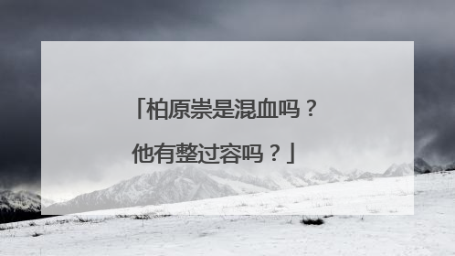 柏原崇是混血吗？他有整过容吗？