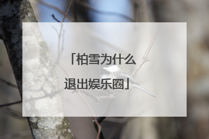 柏雪为什么退出娱乐圈