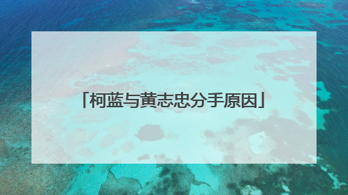 柯蓝与黄志忠分手原因