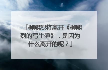 柳熙烈将离开《柳熙烈的写生簿》,是因为什么离开的呢?