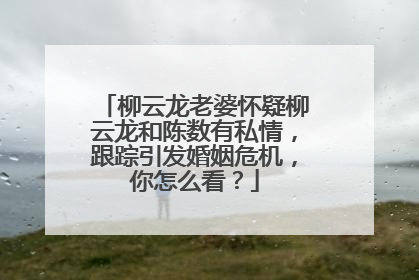 柳云龙老婆怀疑柳云龙和陈数有私情,跟踪引发婚姻危机,你怎么看?