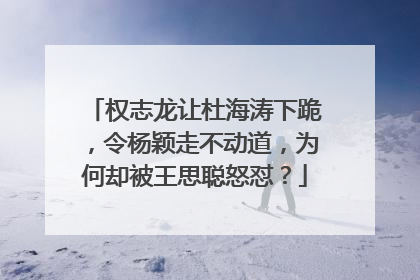 权志龙让杜海涛下跪,令杨颖走不动道,为何却被王思聪怒怼?
