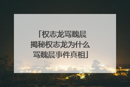 权志龙骂魏晨 揭秘权志龙为什么骂魏晨事件真相