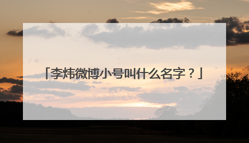 李炜微博小号叫什么名字？